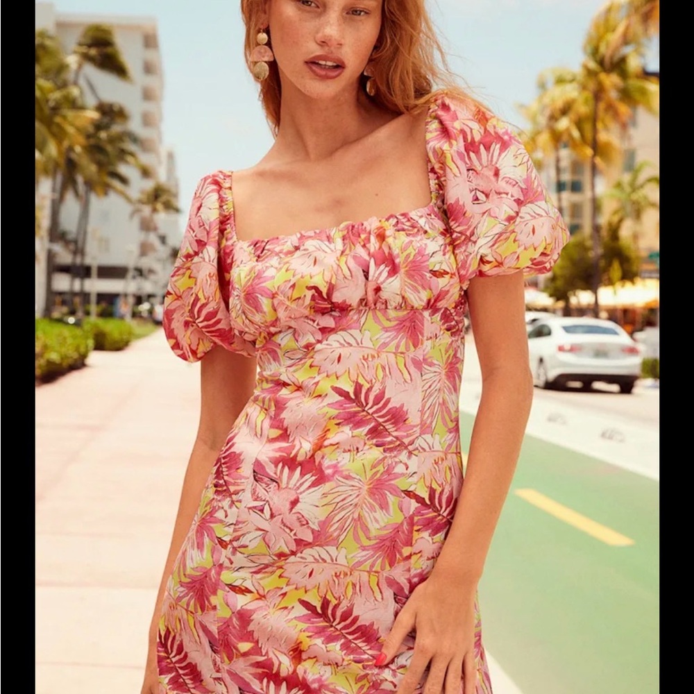 Lulu's Tropical Pink Floral Mini Dress